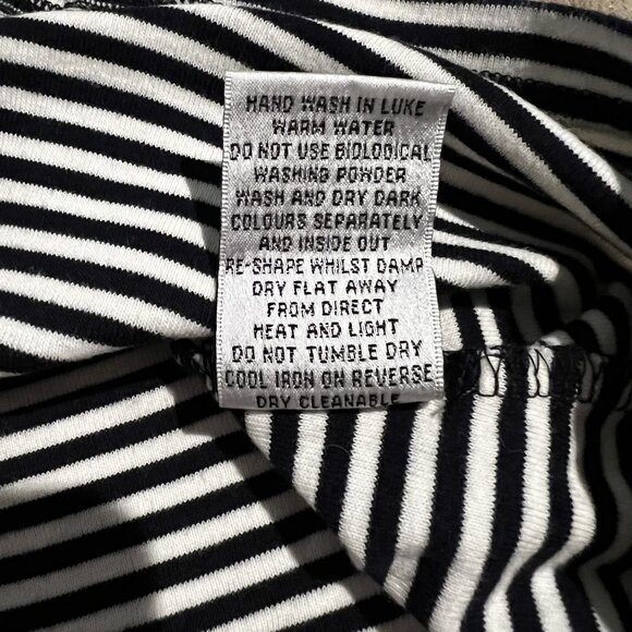 Boden Womens Striped Long Sleeve Top size 12 Striped black white green silk - Picture 4 of 9